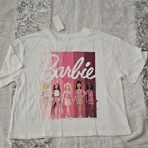Love Tribe Barbie Crop Sleeve Tee - White and Pink Shades - LARGE